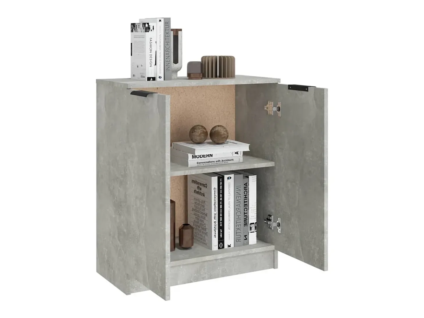 Aparador de madera contrachapada gris hormigón 60x30x70 cm