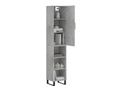 Aparador de madera contrachapada gris hormigón 34,5x34x180 cm ES54398