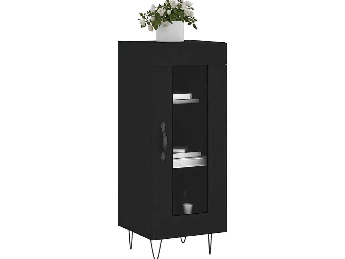 Aparador de madera contrachapada negro 34,5x34x90 cm ES69037