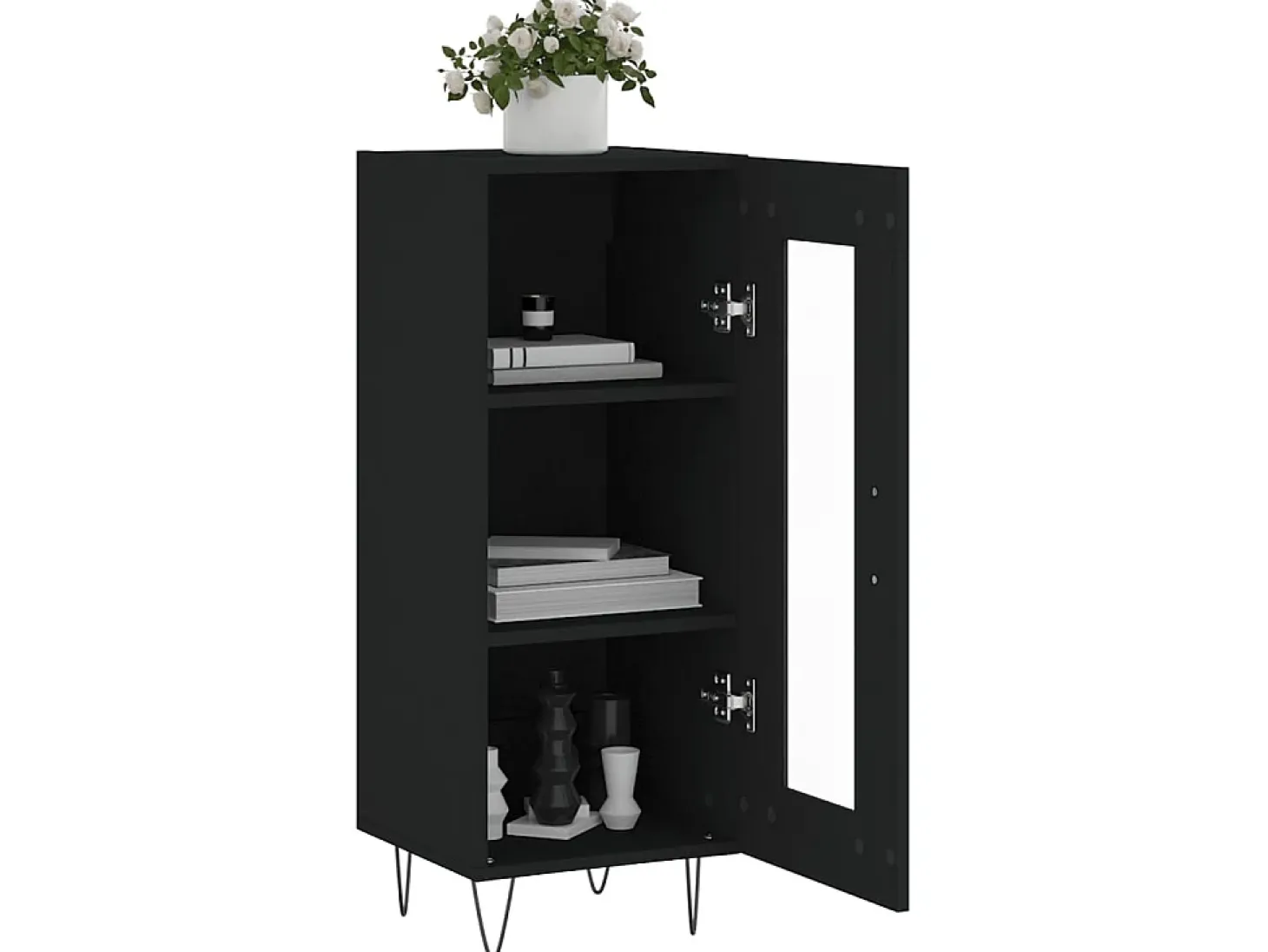 Aparador de madera contrachapada negro 34,5x34x90 cm ES69037