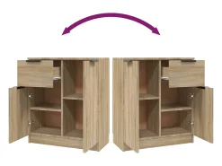 Aparador de madera contrachapada color roble Sonoma 60x30x70 cm