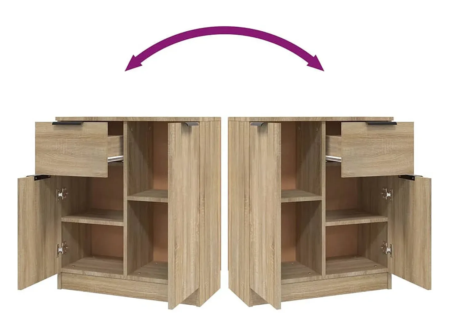 Aparador de madera contrachapada color roble Sonoma 60x30x70 cm