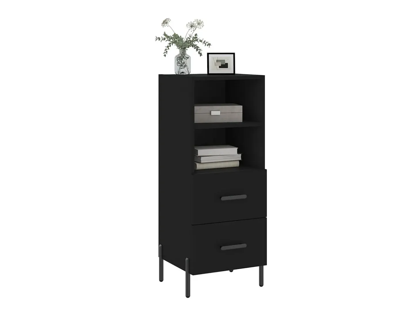 Aparador de madera contrachapada negro 34,5x34x90 cm ES22022