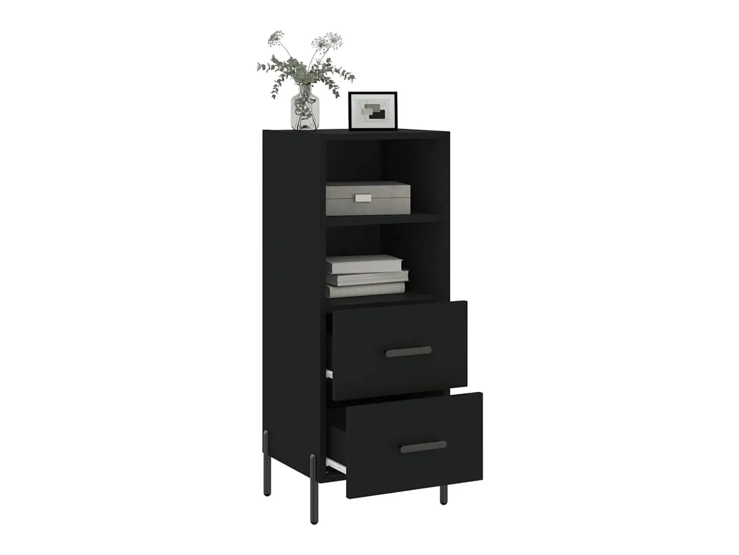 Aparador de madera contrachapada negro 34,5x34x90 cm ES22022