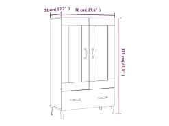 Aparador de madera contrachapada blanco 70x31x115 cm