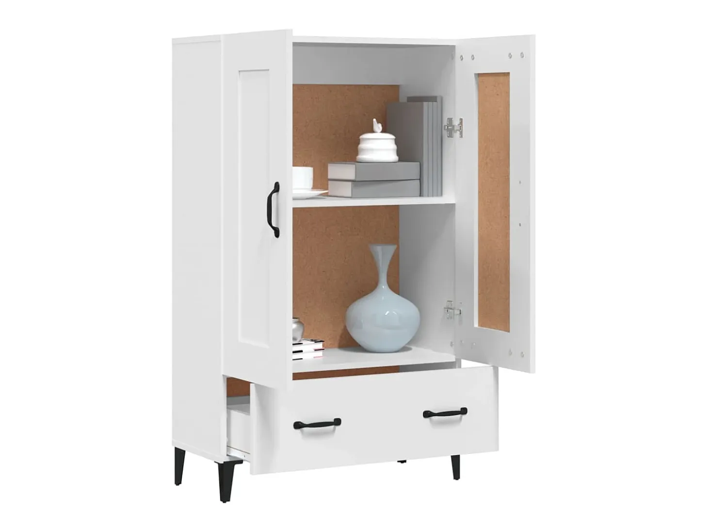 Aparador de madera contrachapada blanco 70x31x115 cm