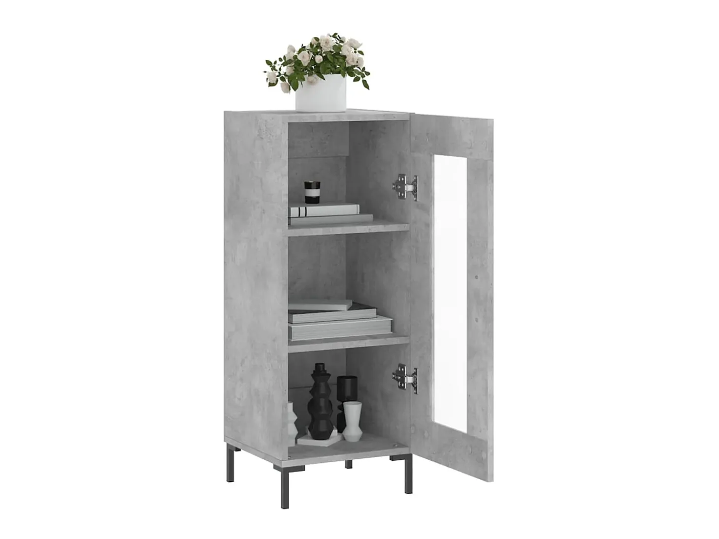 Aparador de madera contrachapada gris hormigón 34,5x34x90 cm ES79692