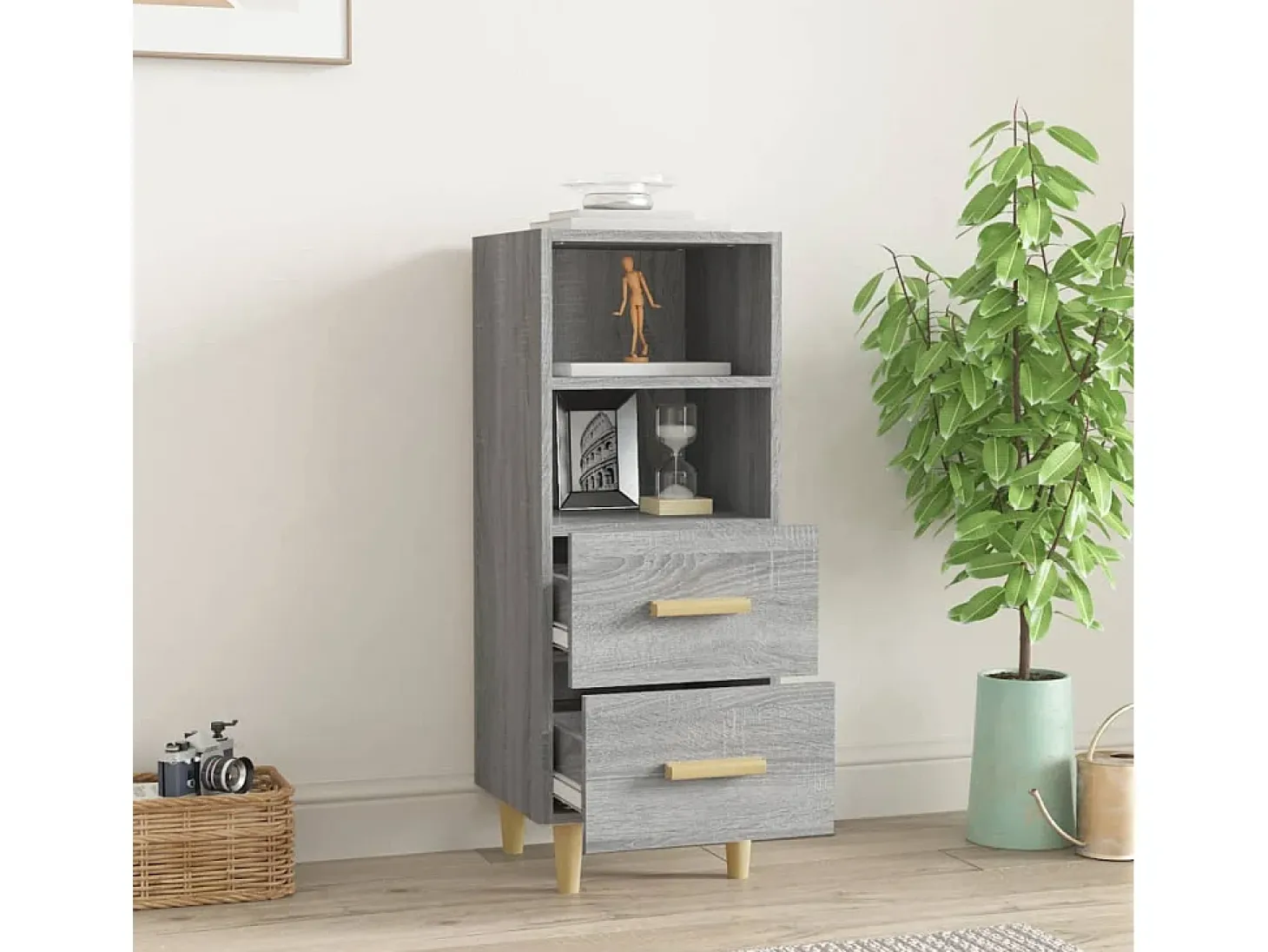 Aparador de madera contrachapada gris Sonoma 34,5x34x90 cm ES83092