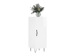 Aparador de madera contrachapada blanco brillante 34,5x34x90 cm ES68995