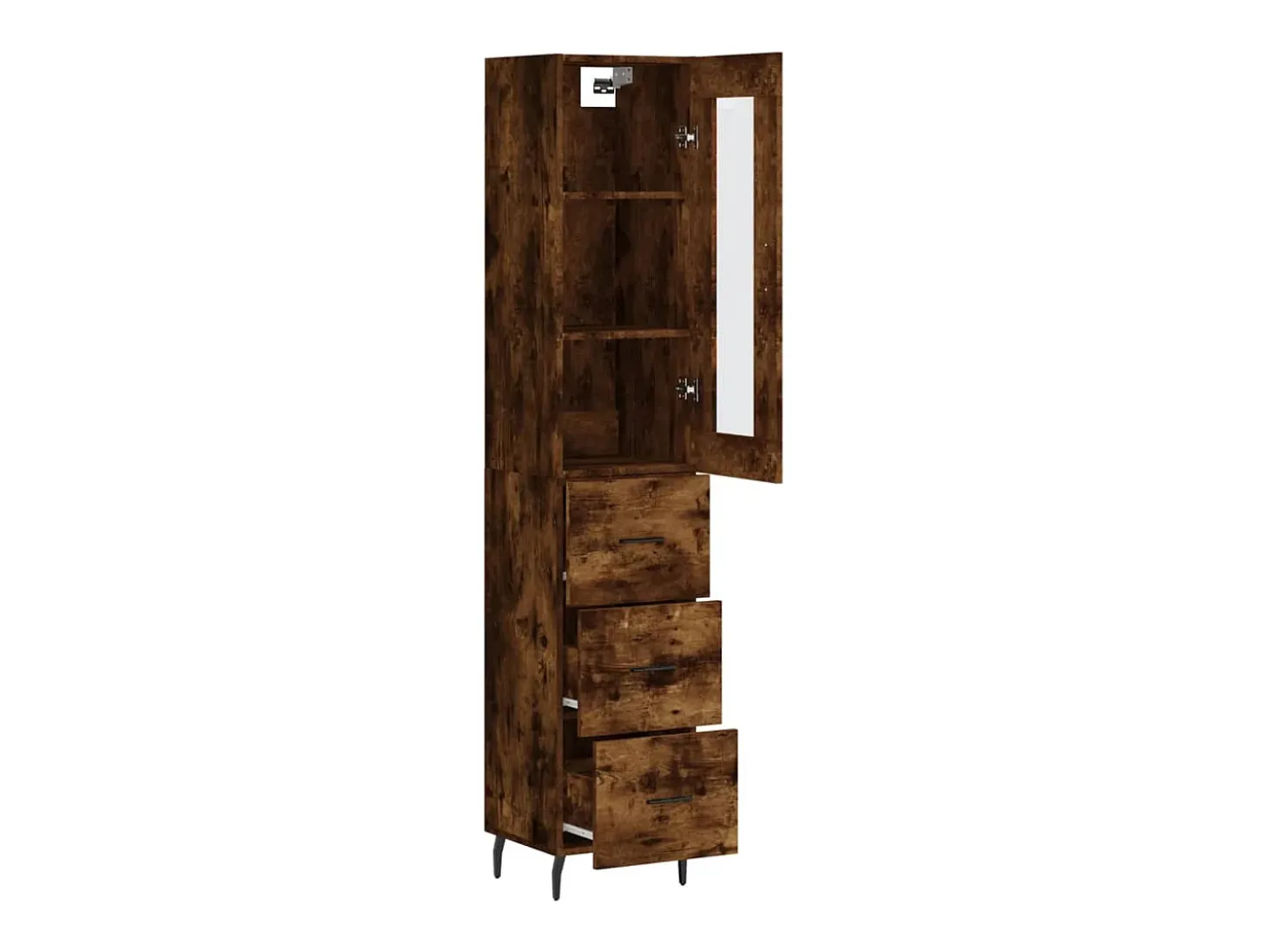 Aparador de madera contrachapada roble ahumado 34,5x34x180 cm