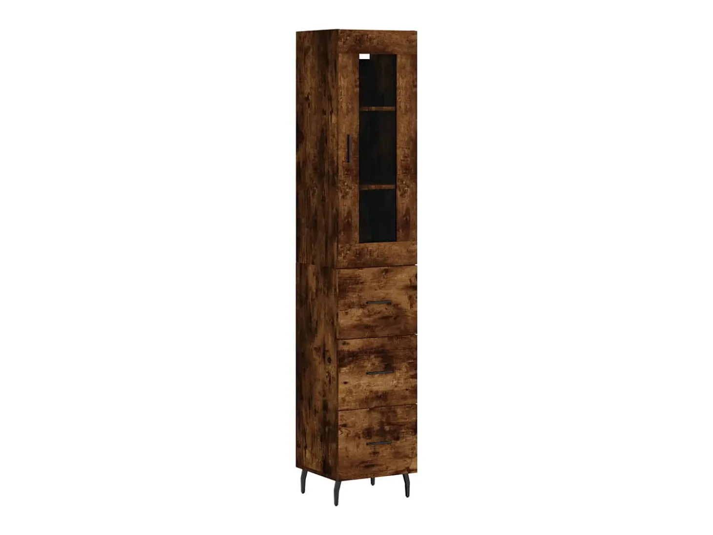 Aparador de madera contrachapada roble ahumado 34,5x34x180 cm