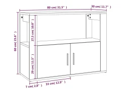 Aparador de madera contrachapada blanco 80x30x60 cm