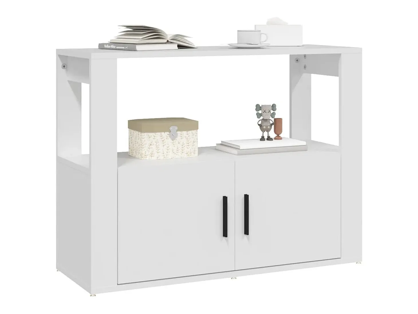 Aparador de madera contrachapada blanco 80x30x60 cm
