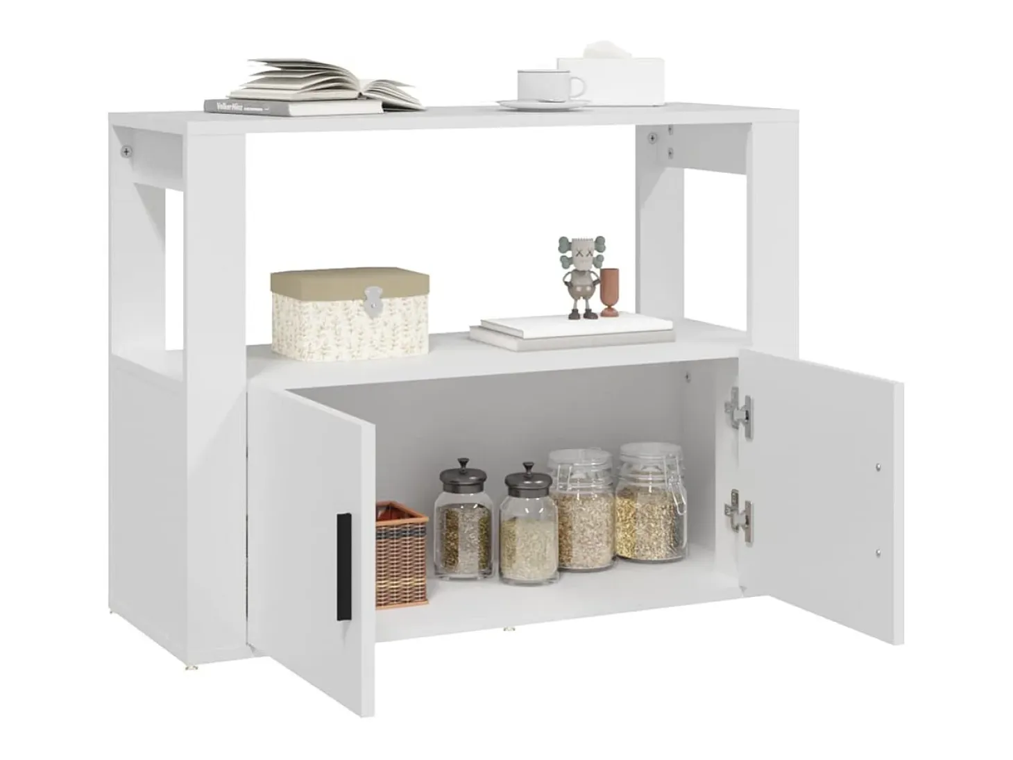 Aparador de madera contrachapada blanco 80x30x60 cm