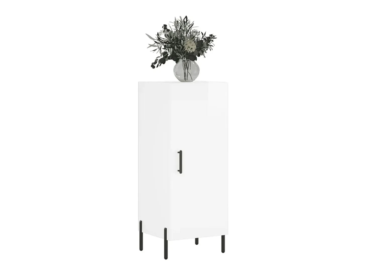 Aparador de madera contrachapada blanco brillante 34,5x34x90 cm ES17606