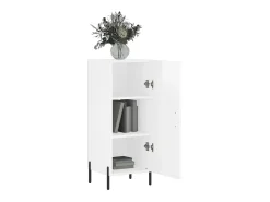 Aparador de madera contrachapada blanco brillante 34,5x34x90 cm ES17606