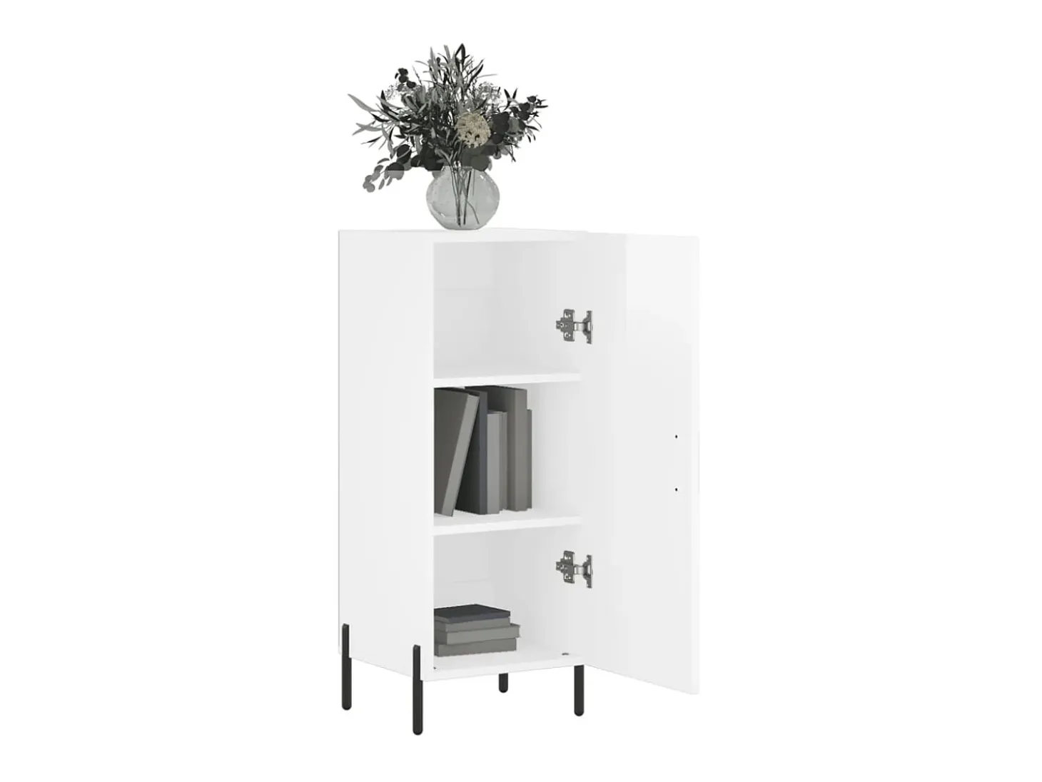 Aparador de madera contrachapada blanco brillante 34,5x34x90 cm ES17606