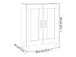 Aparador de madera contrachapada blanco 69,5x34x90 cm