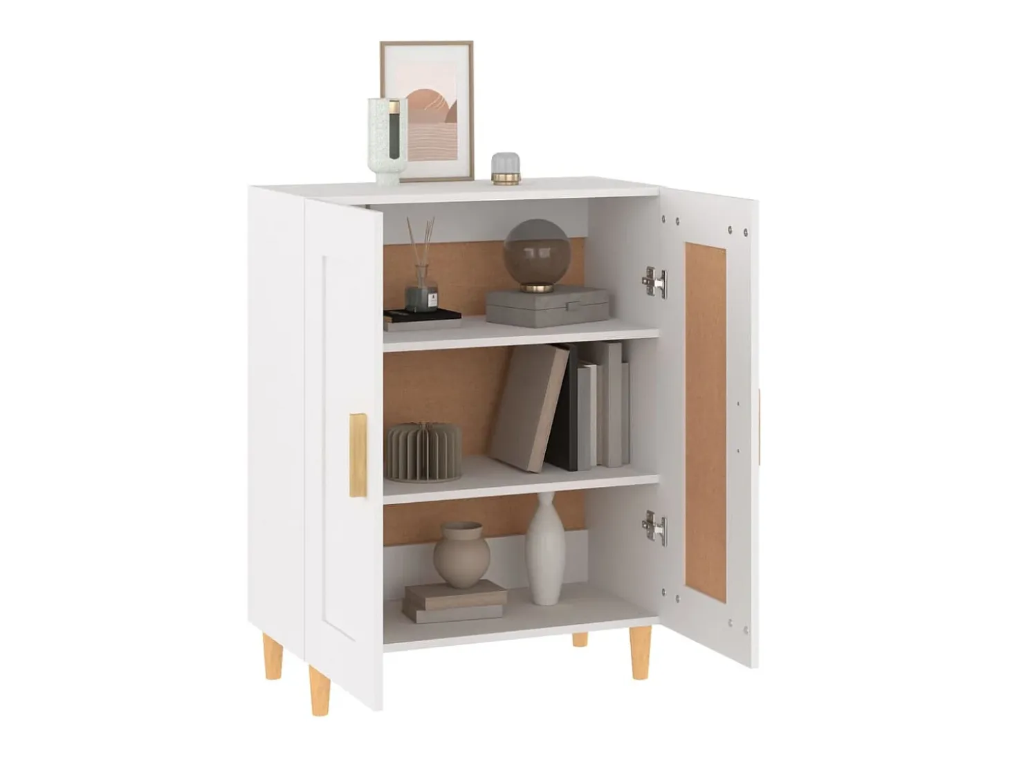 Aparador de madera contrachapada blanco 69,5x34x90 cm
