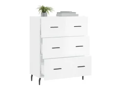 Aparador de madera contrachapada blanco brillante 69,5x34x90 cm ES23616