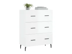 Aparador de madera contrachapada blanco brillante 69,5x34x90 cm ES23616