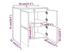 Aparador de madera contrachapada blanco 70x41x75 cm
