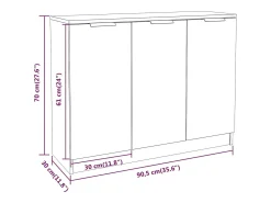 Aparador de madera contrachapada blanco 90,5x30x70 cm
