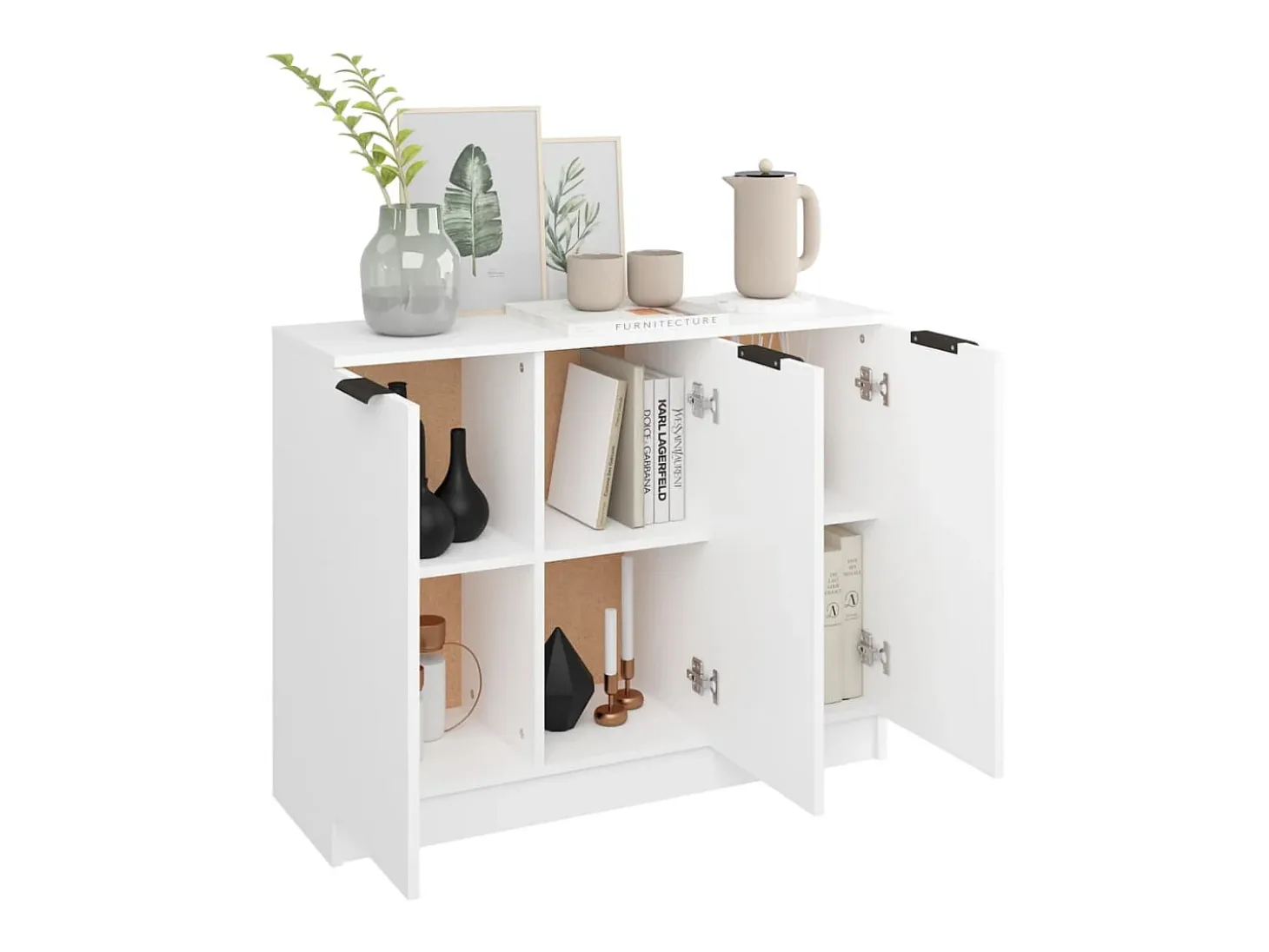 Aparador de madera contrachapada blanco 90,5x30x70 cm