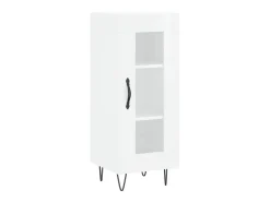 Aparador de madera contrachapada blanco brillante 34,5x34x90 cm