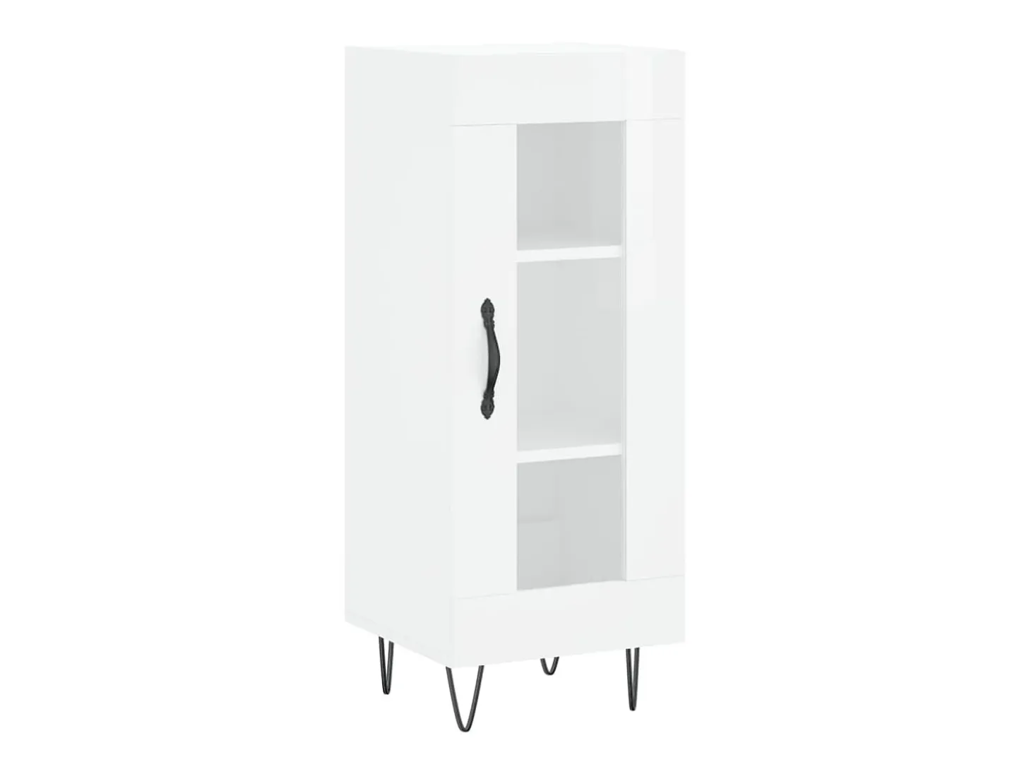 Aparador de madera contrachapada blanco brillante 34,5x34x90 cm