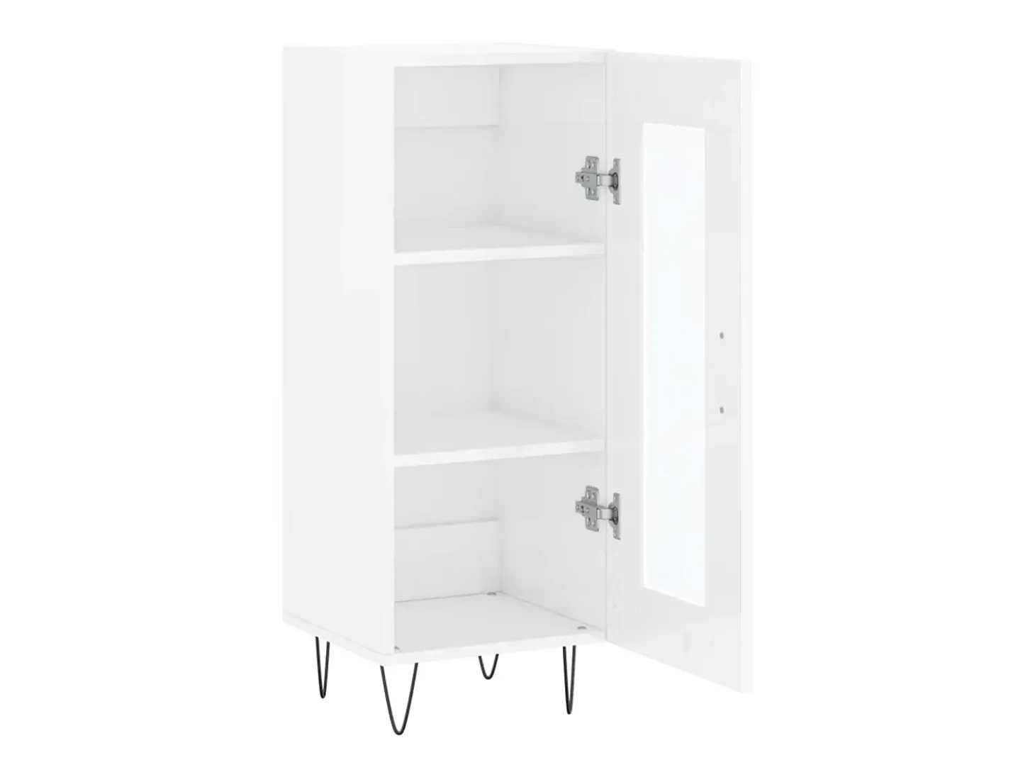 Aparador de madera contrachapada blanco brillante 34,5x34x90 cm