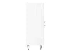 Aparador de madera contrachapada blanco brillante 34,5x34x90 cm