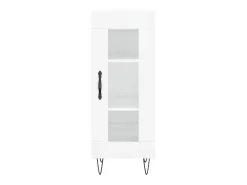 Aparador de madera contrachapada blanco brillante 34,5x34x90 cm