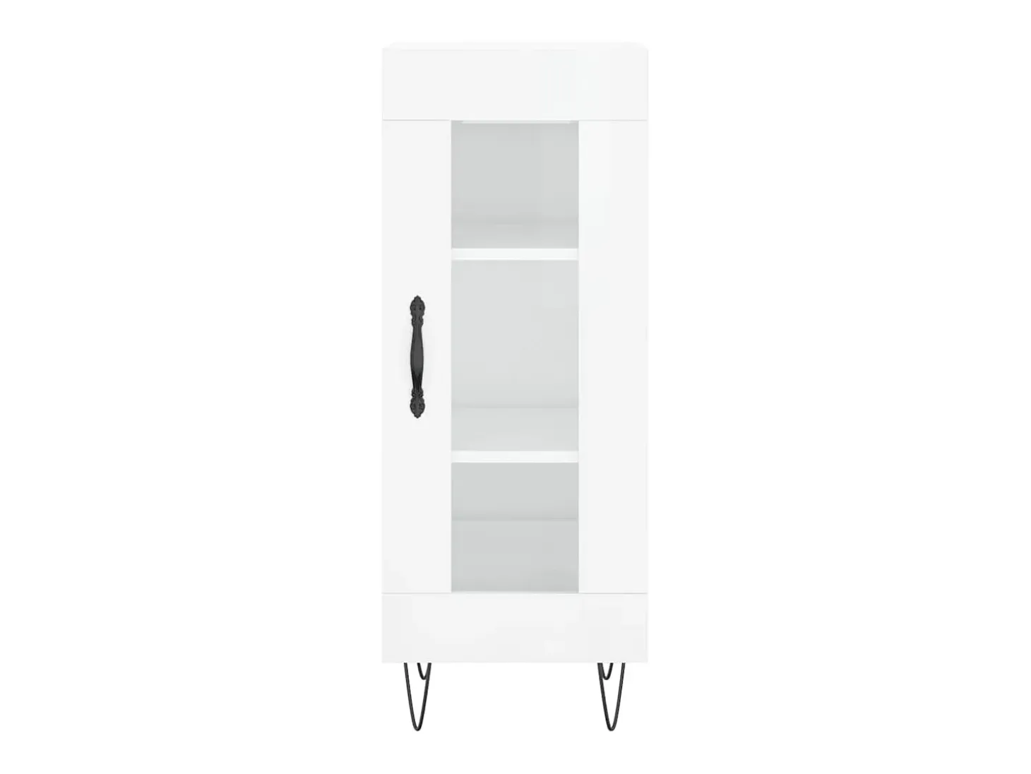 Aparador de madera contrachapada blanco brillante 34,5x34x90 cm