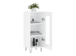 Aparador de madera contrachapada blanco brillante 34,5x34x90 cm