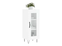 Aparador de madera contrachapada blanco brillante 34,5x34x90 cm