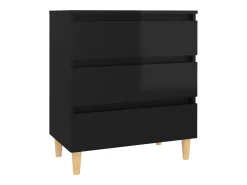 Aparador de madera contrachapada negro brillante 60x35x69 cm