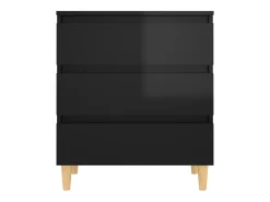 Aparador de madera contrachapada negro brillante 60x35x69 cm