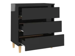 Aparador de madera contrachapada negro brillante 60x35x69 cm