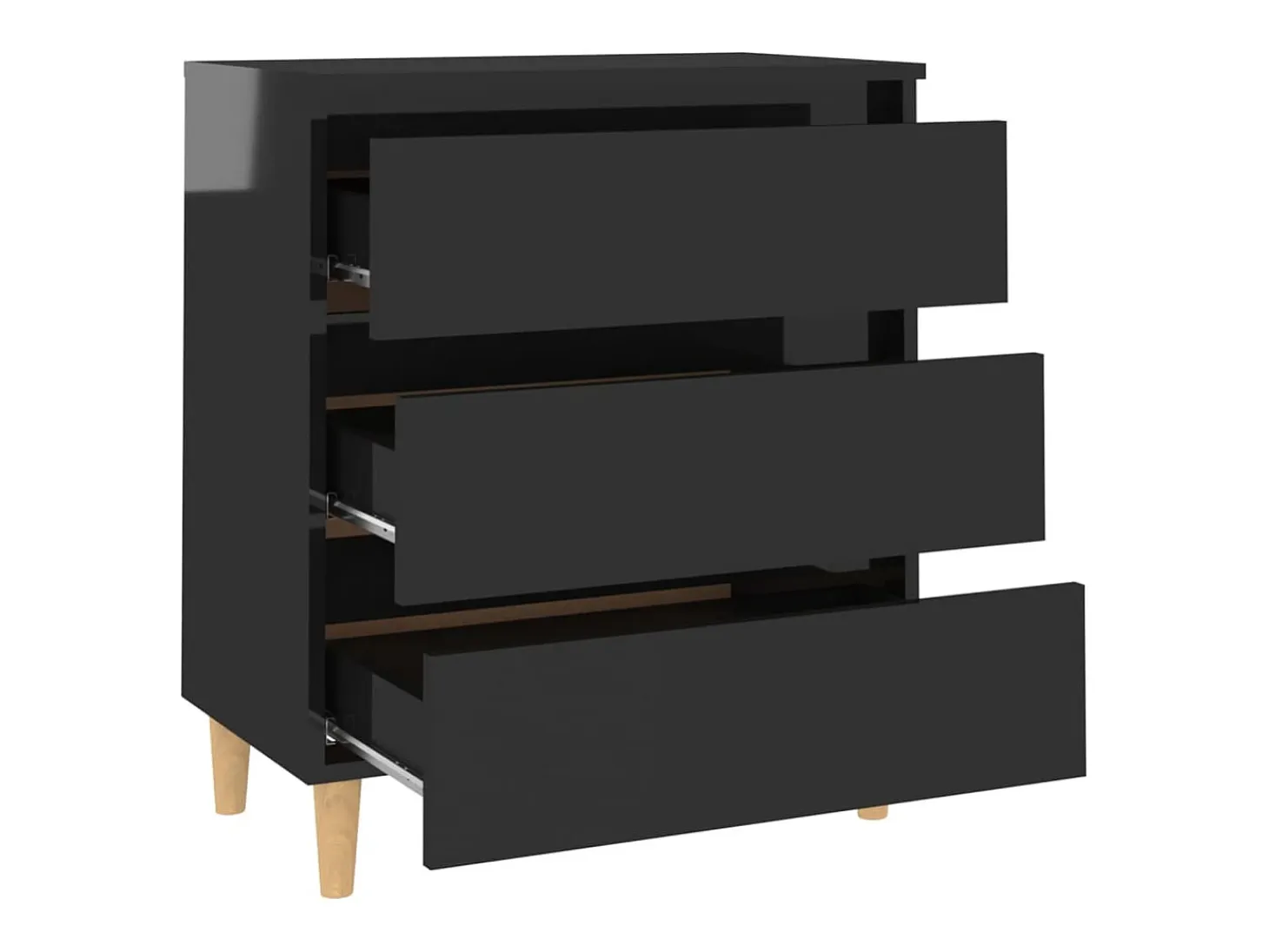 Aparador de madera contrachapada negro brillante 60x35x69 cm