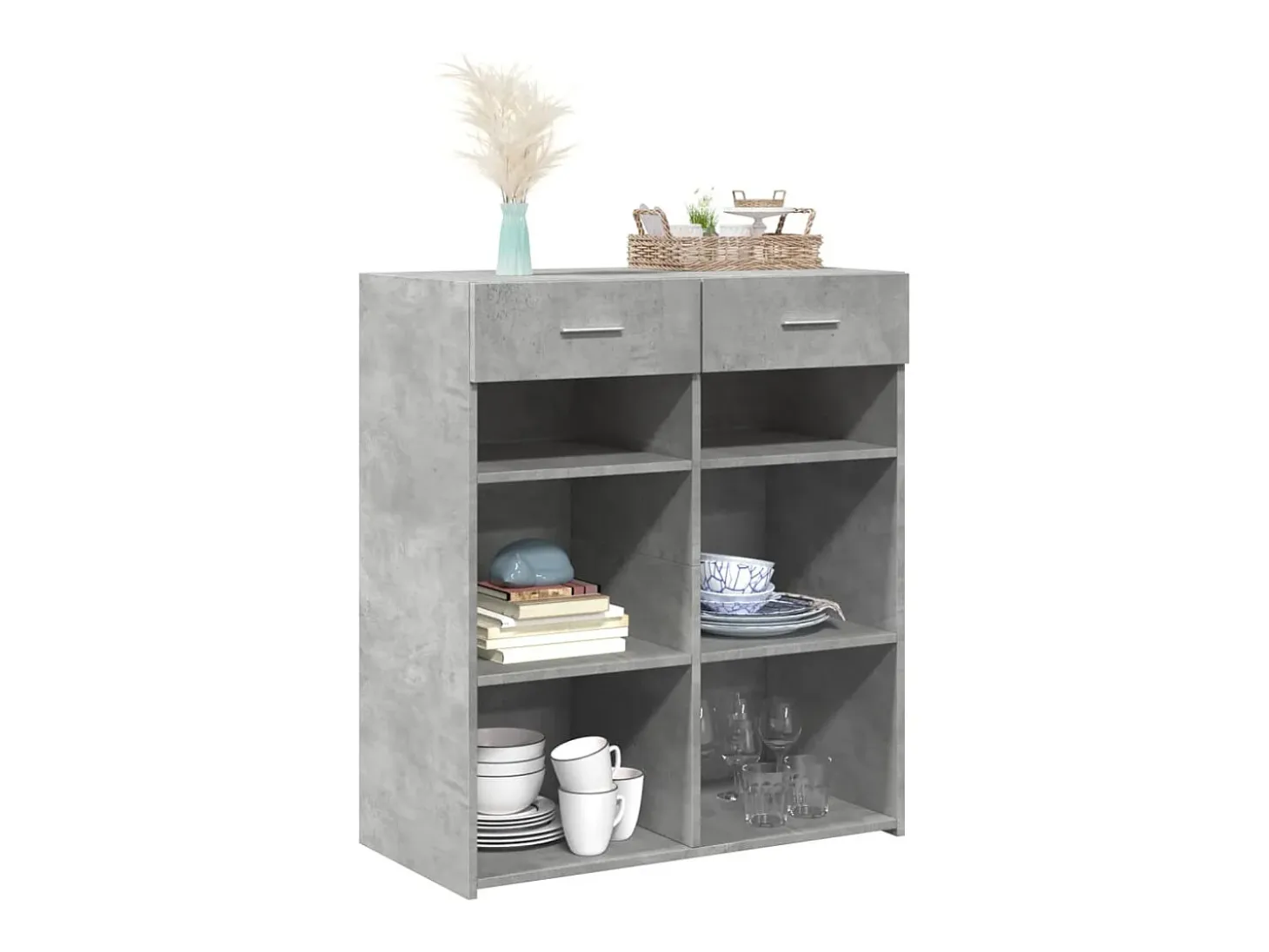 Aparador de madera contrachapada gris hormigón 80x42,5x93 cm