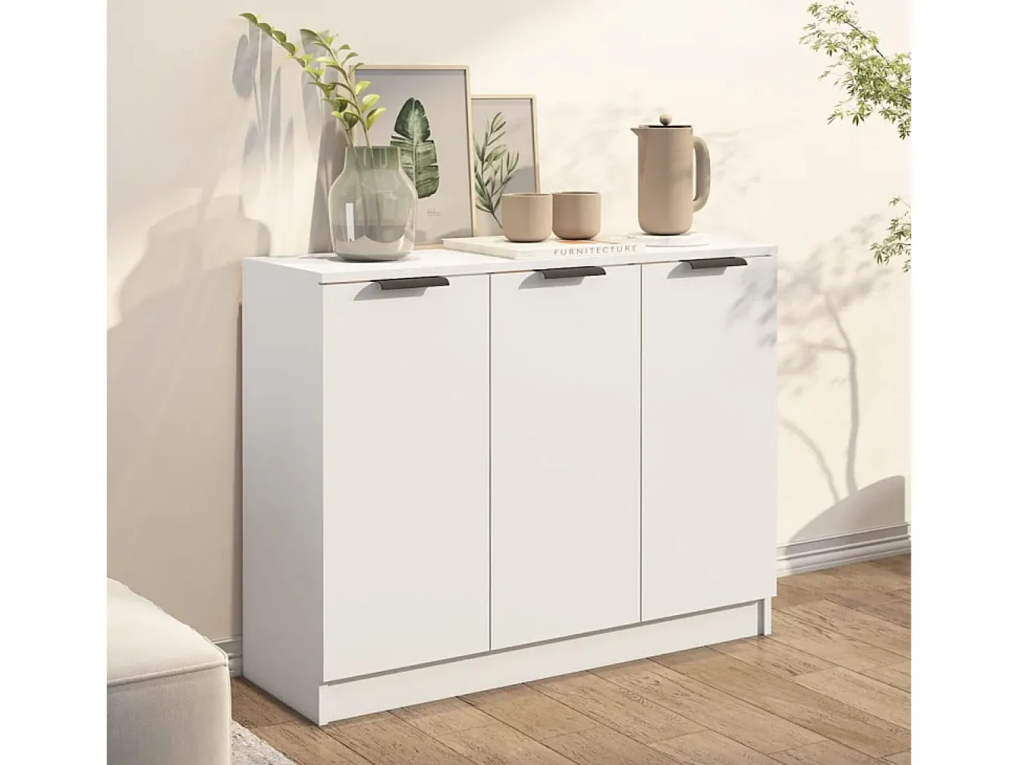 Aparador de madera contrachapada blanco 90,5x30x70 cm ES52966