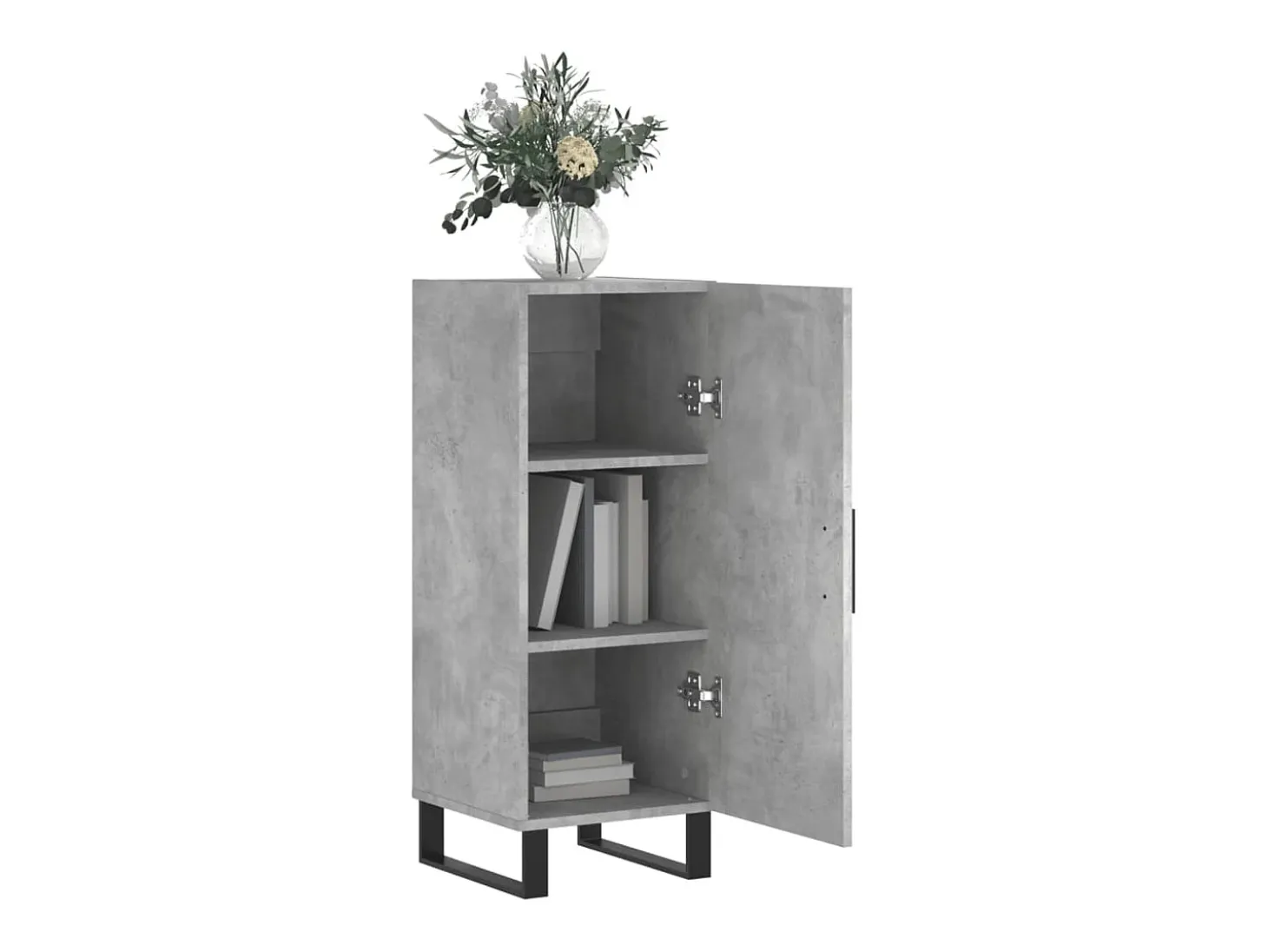 Aparador de madera contrachapada gris hormigón 34,5x34x90 cm