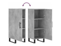 Aparador de madera contrachapada gris hormigón 34,5x34x90 cm