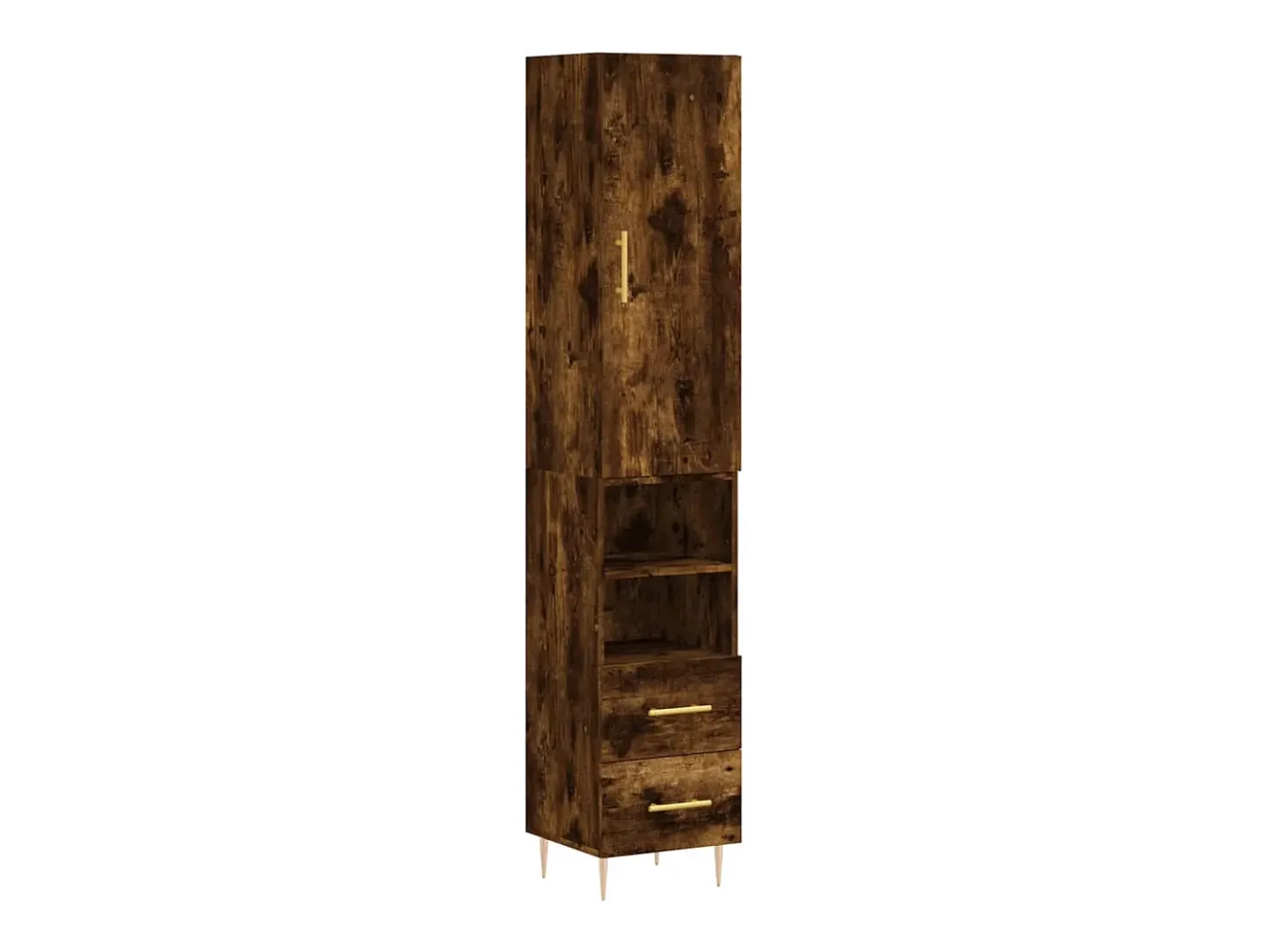 Aparador de madera contrachapada roble ahumado 34,5x34x180 cm
