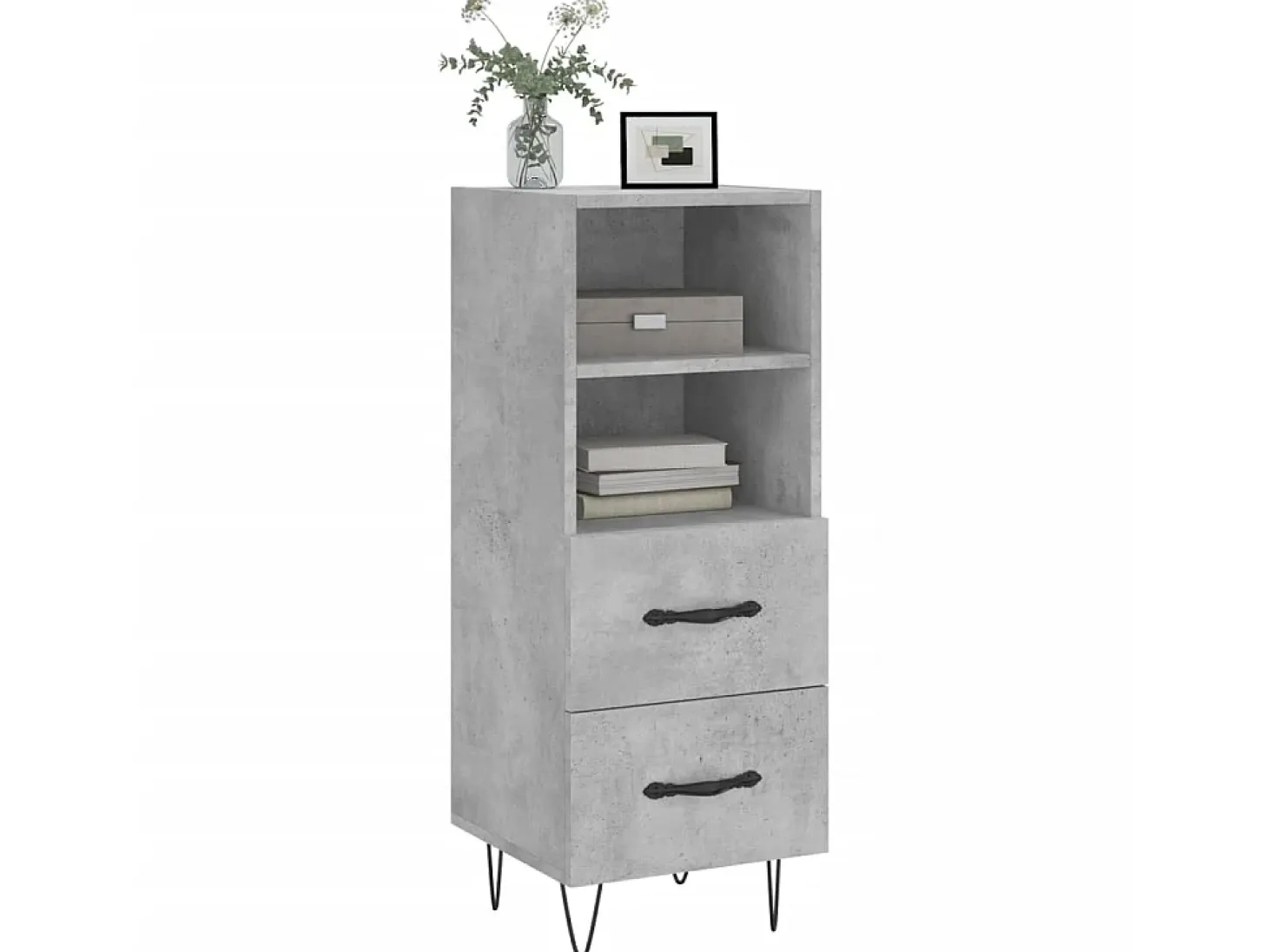 Aparador de madera contrachapada gris hormigón 34,5x34x90 cm ES36967