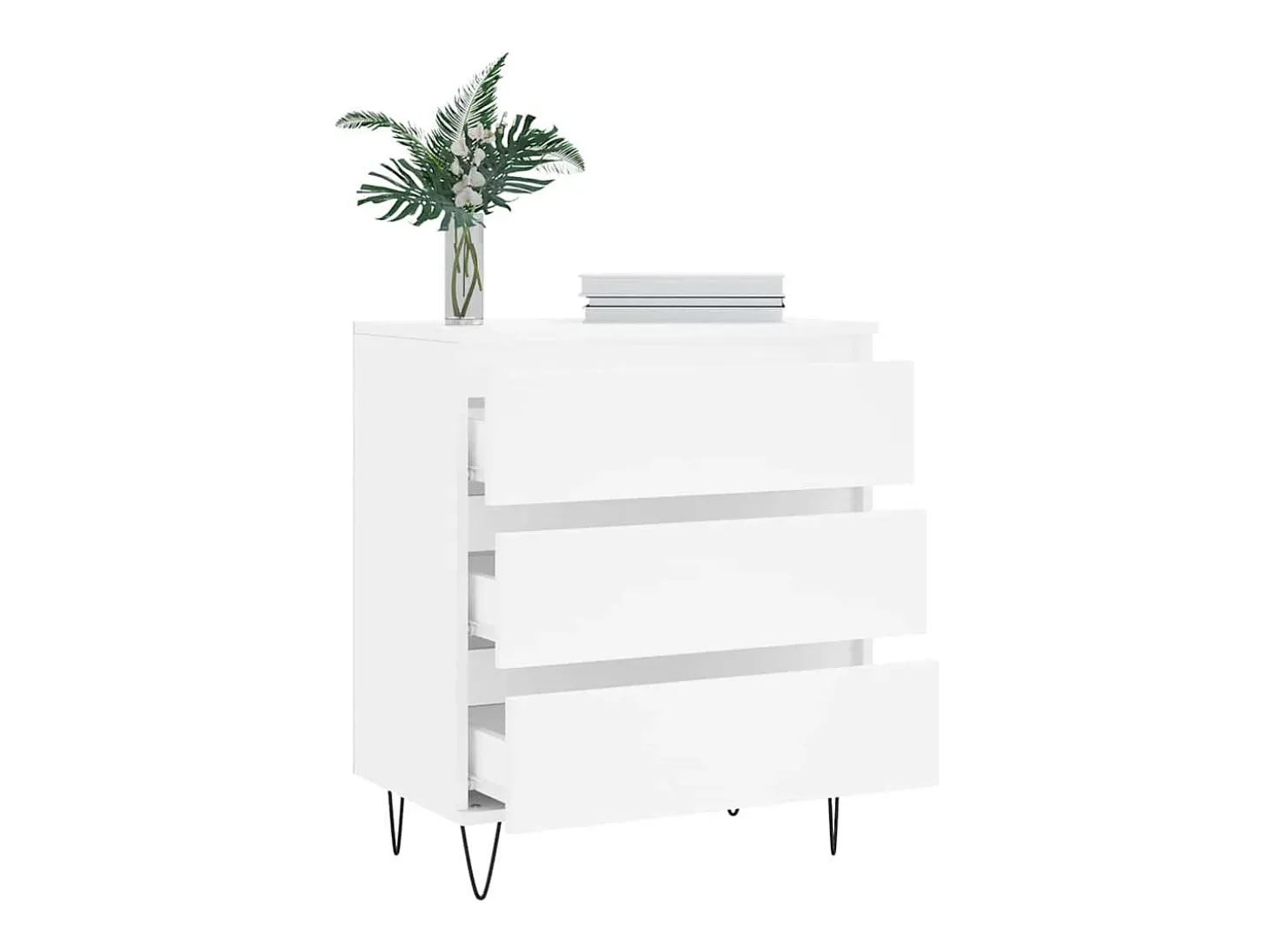 Aparador de madera contrachapada blanco 60x35x70 cm