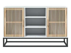 Aparador de madera contrachapada blanco 105x30x65 cm