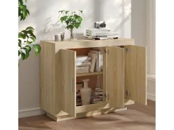 Aparador de madera contrachapada color roble Sonoma 92x35x75 cm