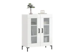 Aparador de madera contrachapada blanco brillante 69,5x34x90 cm ES95926